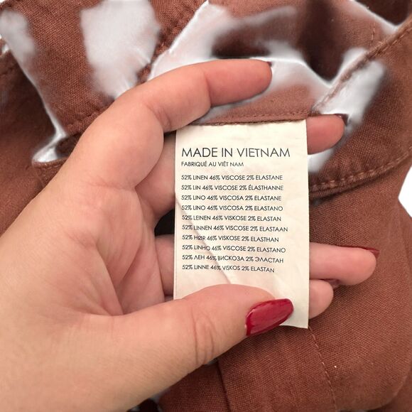 CLUB MONACO Wide Leg Linen Blend Trouser Rust Brown Sz 12 - Picture 5 of 5